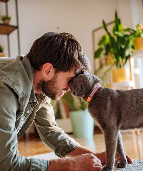 Man and his cute cat at Copper Range in Colorado Springs, Colorado