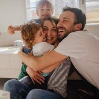 Happy family at Bayside Apartments in Pinole, California
