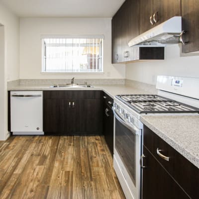 A fully-equipped kitchen at Chesterton in San Diego, California