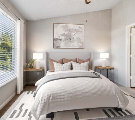 Bedroom with lots of natural light at Azure Apartment Homes in Petaluma, California