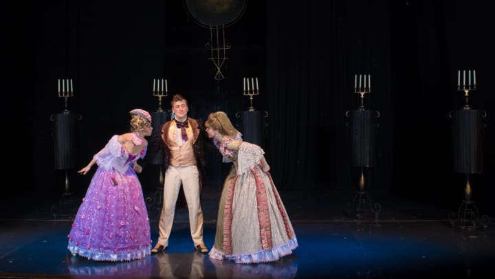 Performers onstage at the La Jolla Playhouse near Olympus Corsair in San Diego, California
