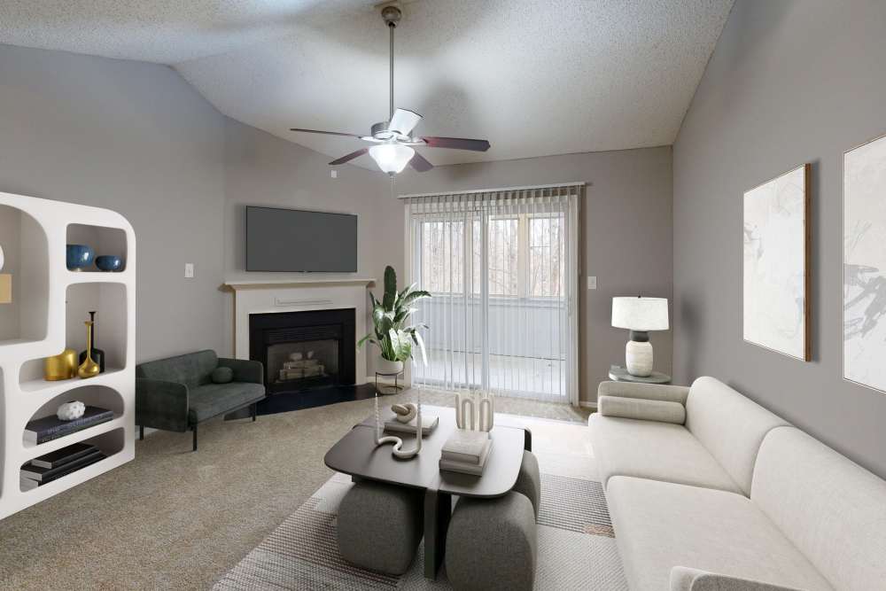 Beautifully furnished apartment living room at Paddock Club Apartments in Florence, Kentucky