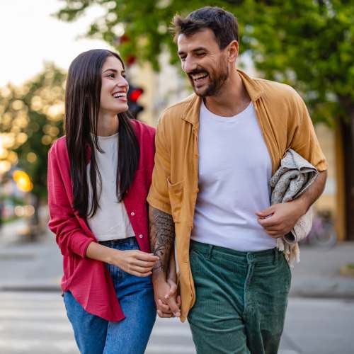 Resident couple in the neighborhoood near Charleston Square Apartments in Columbus, Indiana