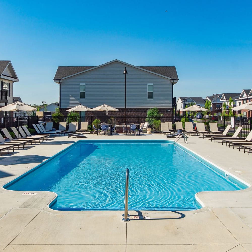 Swimming pool with many spots to sunbathe at Overland Park in Pickerington, Ohio