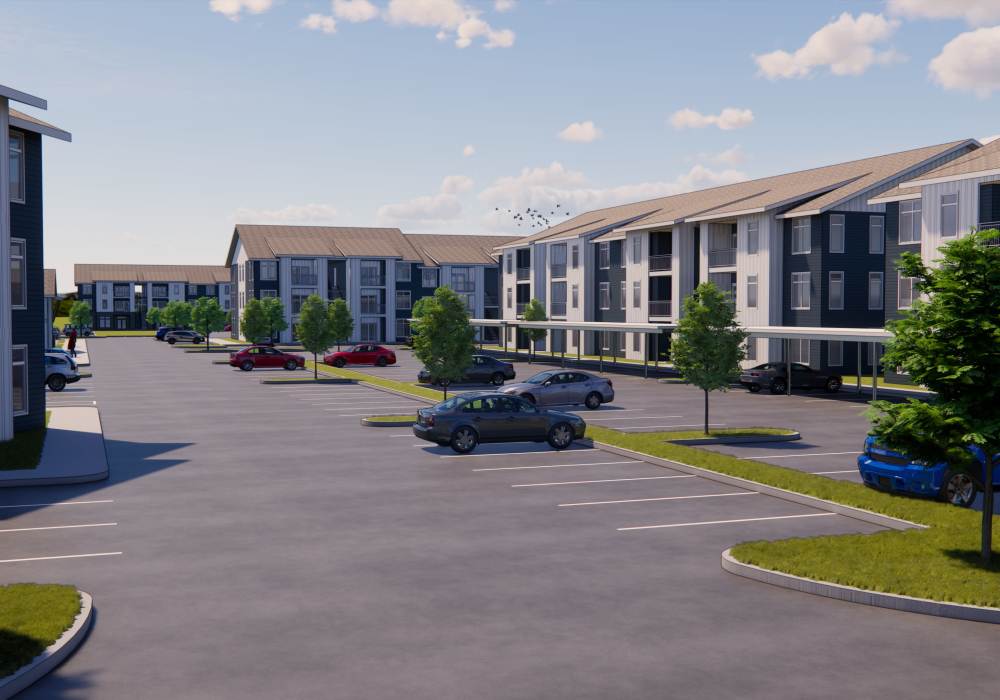 Parking lots at The Heights at Happy Valley in Happy Valley, Oregon