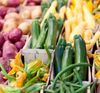 Fresh vegetables at a farmer's market near Patriots Crossing in Newport News, Virginia