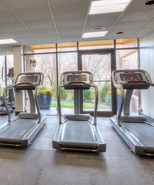 Equipment in the fitness center at Claremont Towers in Hillsborough, New Jersey