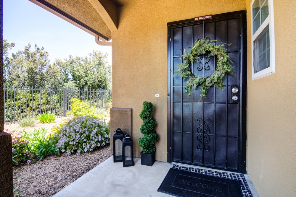 Front entry of home at Bayview Hills in San Diego, California