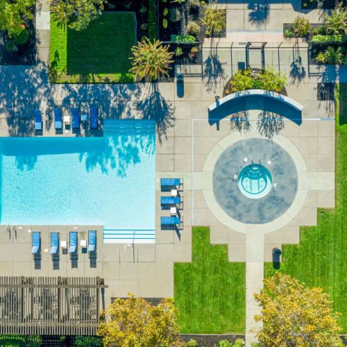 Aerial view of the pool at Meridian at Stanford Ranch in Rocklin, California