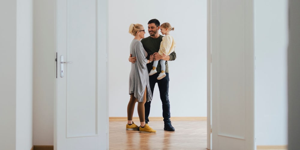 A happy family in their apartment at Vesta Creeks Run in North Charleston, South Carolina