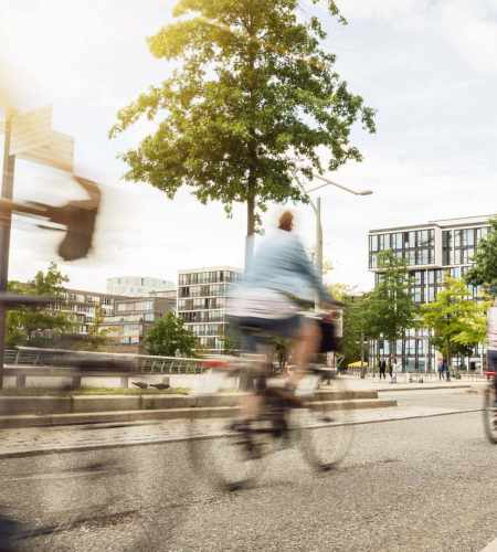 Residents riding bikes near Nesika Illahee in Portland, Oregon