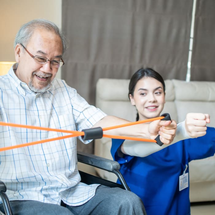 Resident exercising at Sunny Days Assisted Living in Hollywood, Florida