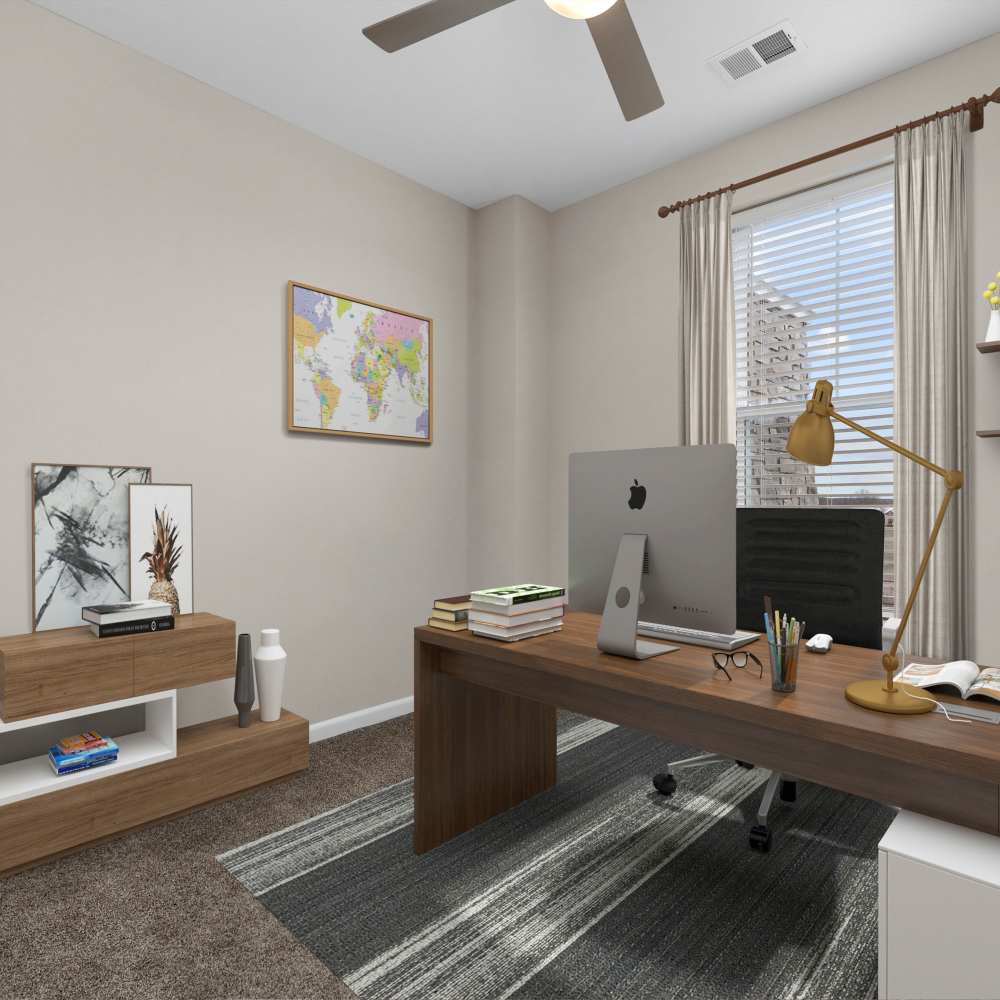 Office room with a table and a window at Citrine at Lake St. Louis in Lake Saint Louis, Missouri