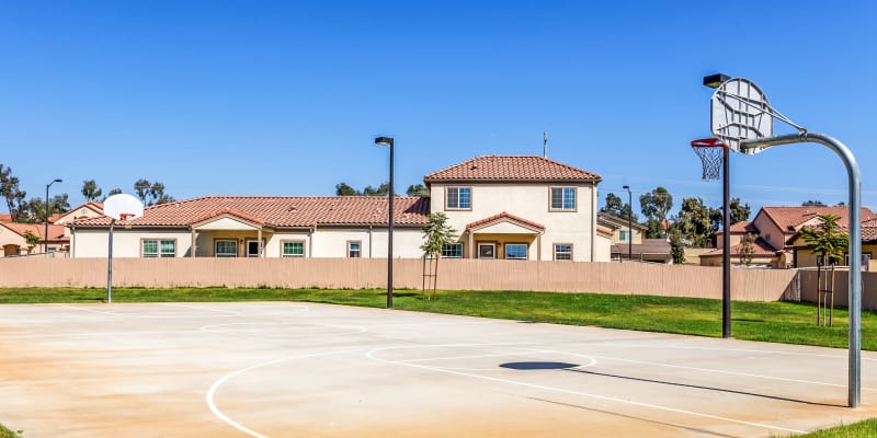 the basketball court at Seaside Village in Oceanside, California