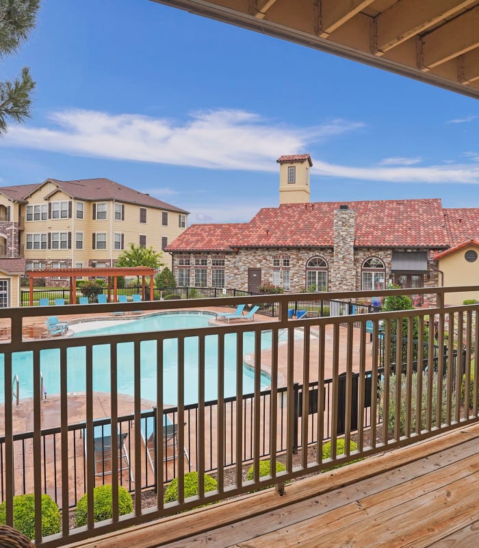 Pool view at Tuscany Place in Lubbock, Texas
