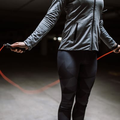 a woman jumping rope at Stone Park in Lemoore, California