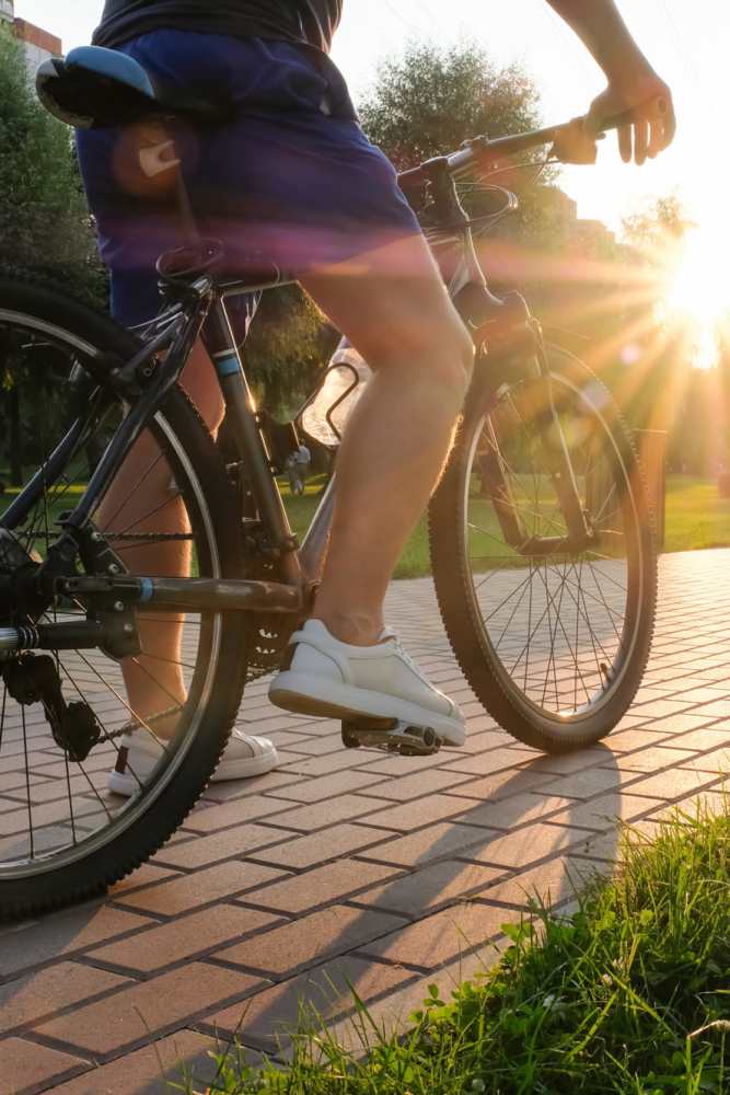 Resident cycling near Twin Creeks in Antioch, California