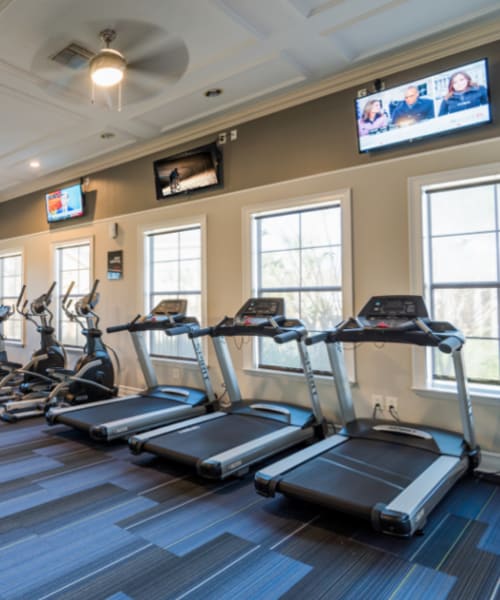 Treadmills in the fitness center at Citrus Tower in Clermont, Florida