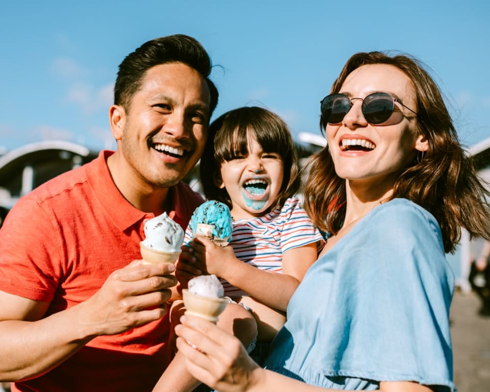 a family eating ice cream at Adobe Flats II in Twentynine Palms, California