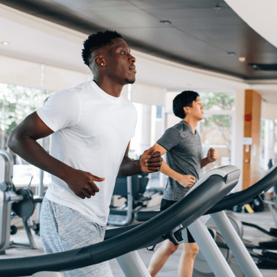 Residents working out in the fitness center at Constellation Park in Lemoore, California