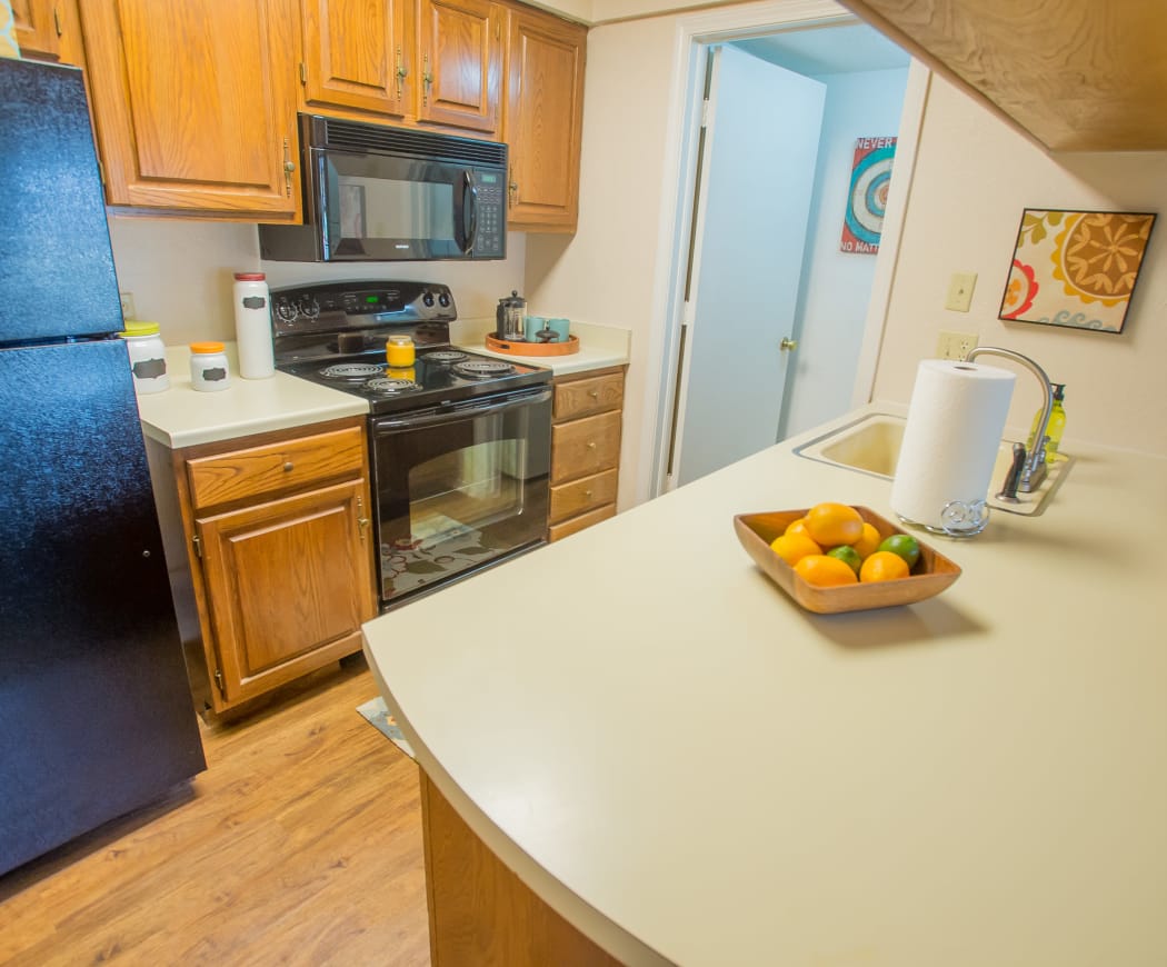 Kitchen at Barrington Apartments in Tulsa, Oklahoma