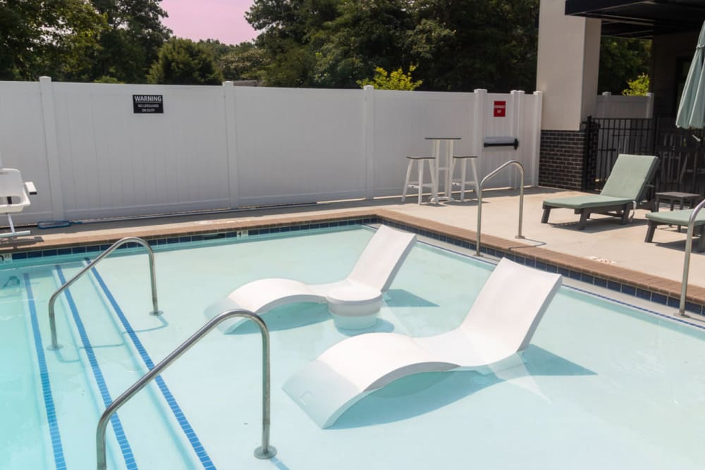 Pool lounge chairs at 5 Row in Charlottesville,Virginia