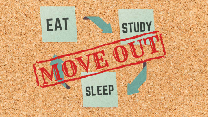 Eat, Sleep, Study, Move out of college housing
