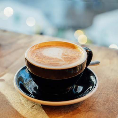 Coffee serving at a cafe near Charleston Square Apartments in Columbus, Indiana