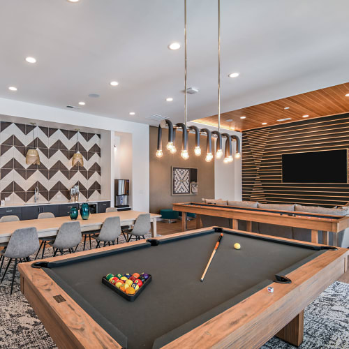 A pool table in the lounge at The Baldwin in Orlando, Florida