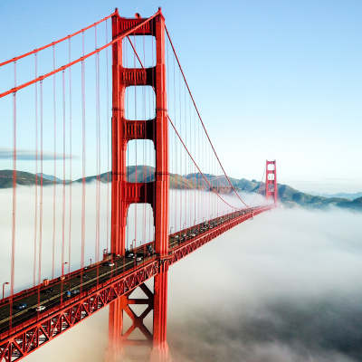 Golden Gate Bridge on a foggy morning