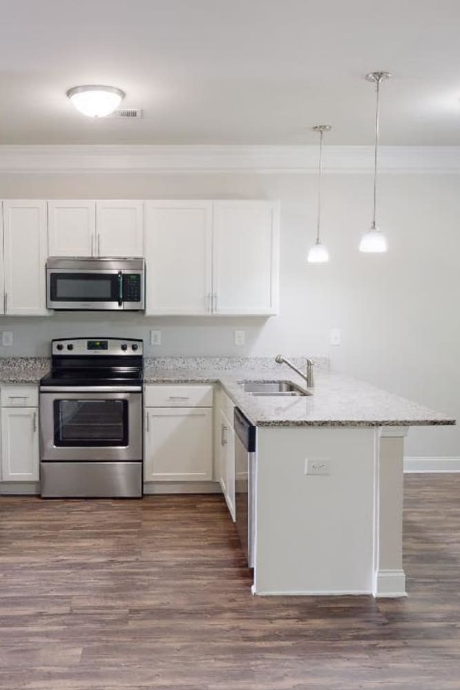 Spacious modern kitchens at Overlook at Sugar Hill in Buford, Georgia