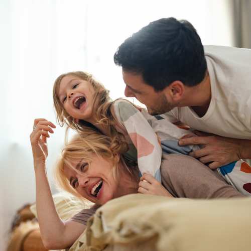Happy family at Capitol Lofts in Hartford, Connecticut