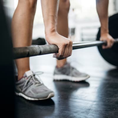 A resident lifting weights at Carpenter Park in Patuxent River, Maryland