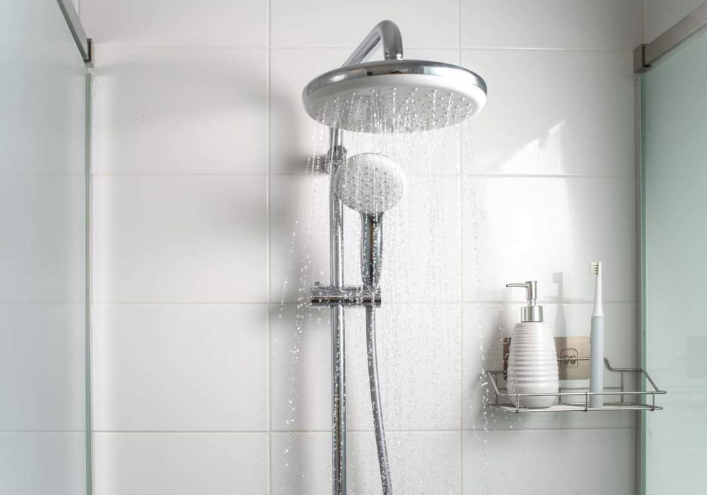 Bathroom with shower at Silo Creek Apartments in Lafayette, Louisiana