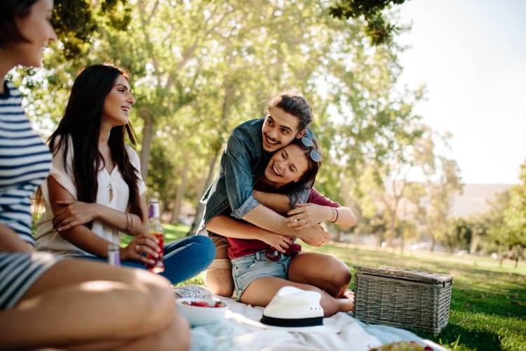 Friends enjoying a picnic in Lexington, South Carolina near Lullwater at Saluda Pointe