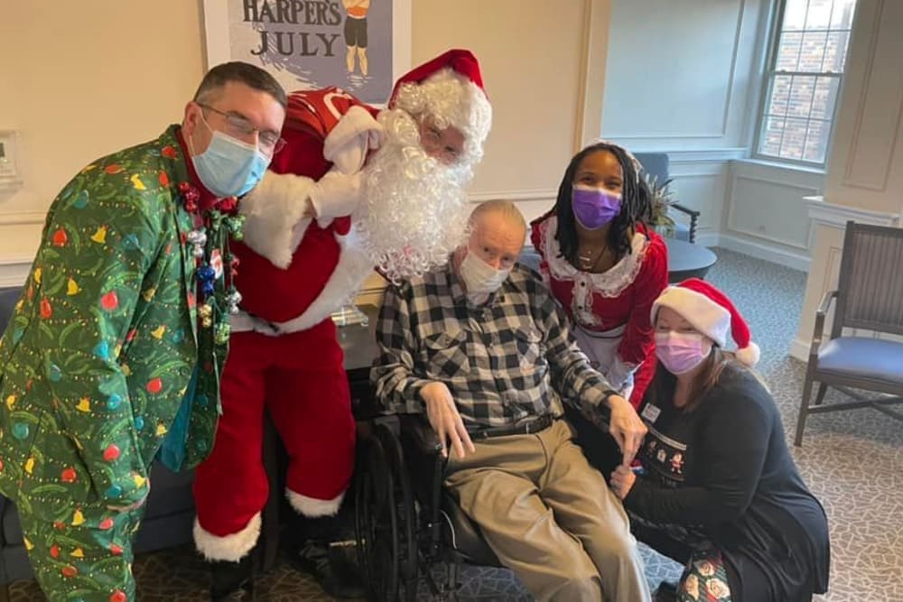 Residents and staff celebrate the holidays at Chevy Chase House in Washington, DC