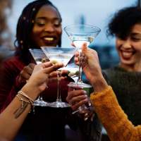 Residents enjoying drinks near The Warwick at Foundry Creek in Richmond, Virginia