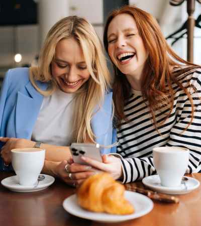 Friends having coffee near Rivercrest in Waco, Texas
