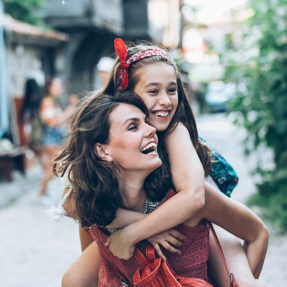 Resident and her daughter roaming in market near Townsend Trace Apartments in Greensboro, North Carolina