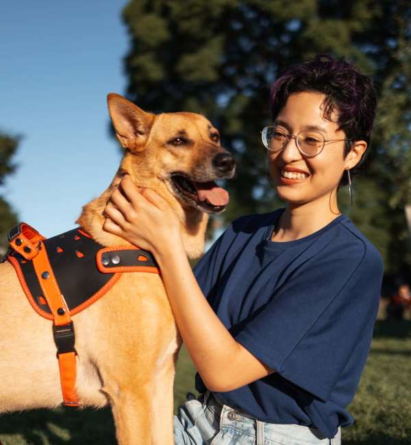 Resident walking their pet near Red Knot at Edinburgh in Chesapeake, Virginia