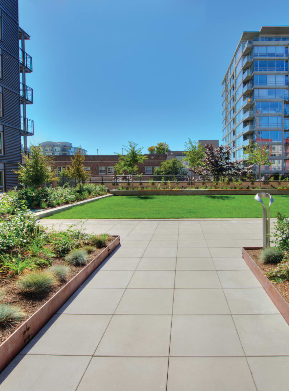 Resident greenspace at 2900 on First Apartments in Seattle, Washington 2900 on First Apartments in Seattle, Washington