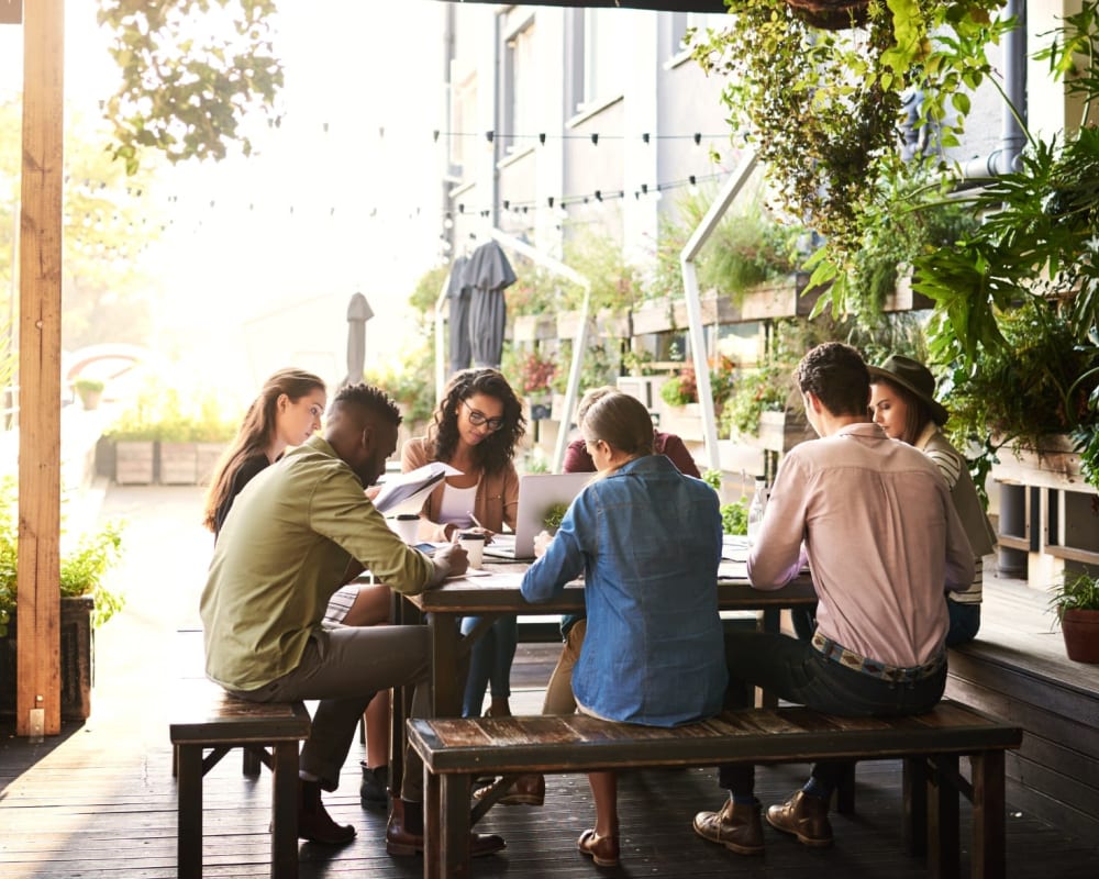 Residents eating at a restaurant near Evergreen in Joint Base Lewis McChord, Washington