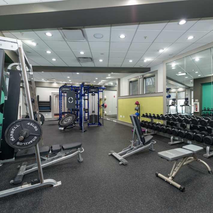Well equipped fitness center at The Encore, Alexandria, Virginia
