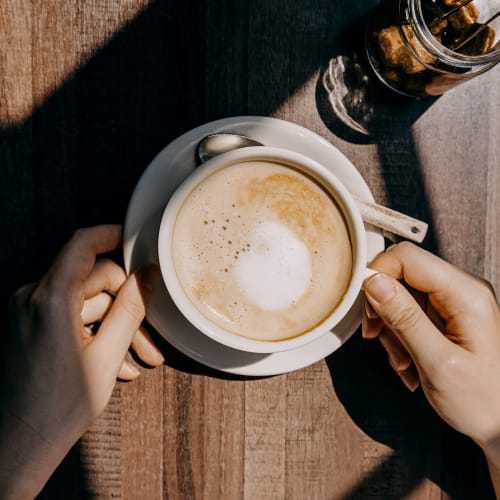 Latte from a coffee shop near Reserve at Southpointe in Canonsburg, Pennsylvania