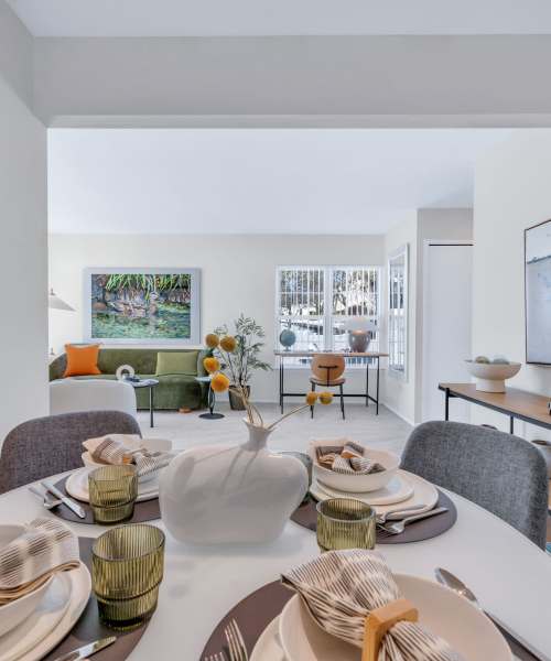 Furnished model dining room at Muirwood in Farmington Hills, Michigan