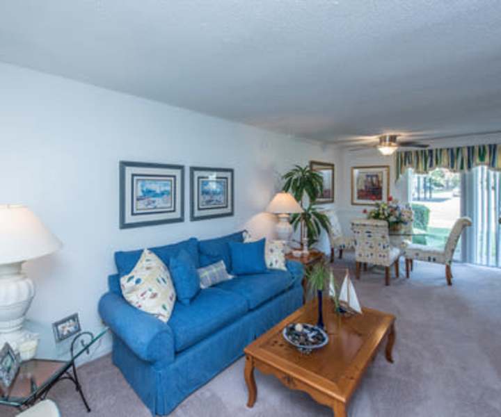 Living room with attached patio at Anchorage in Mount Pleasant, South Carolina