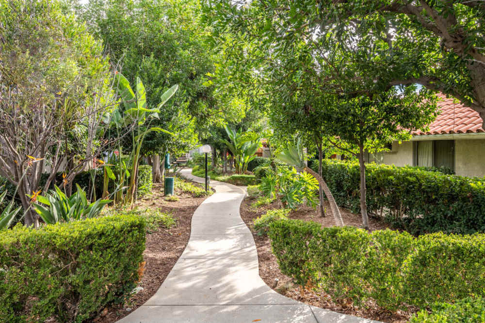 Nature walkway at North Pointe Villas in La Habra, California