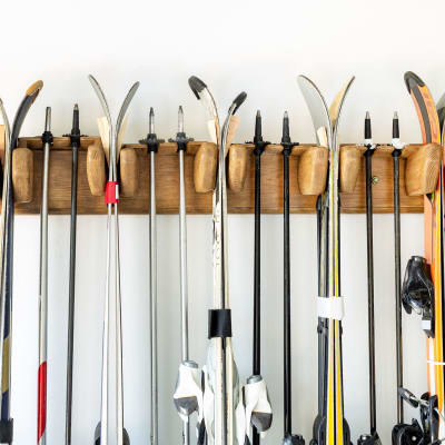 Ski rack in residents home at The Pike in Eagle, Colorado