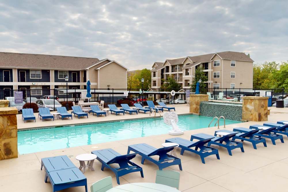 Lounge area by the pool at The Quarters at Columbia in Columbia, Missouri