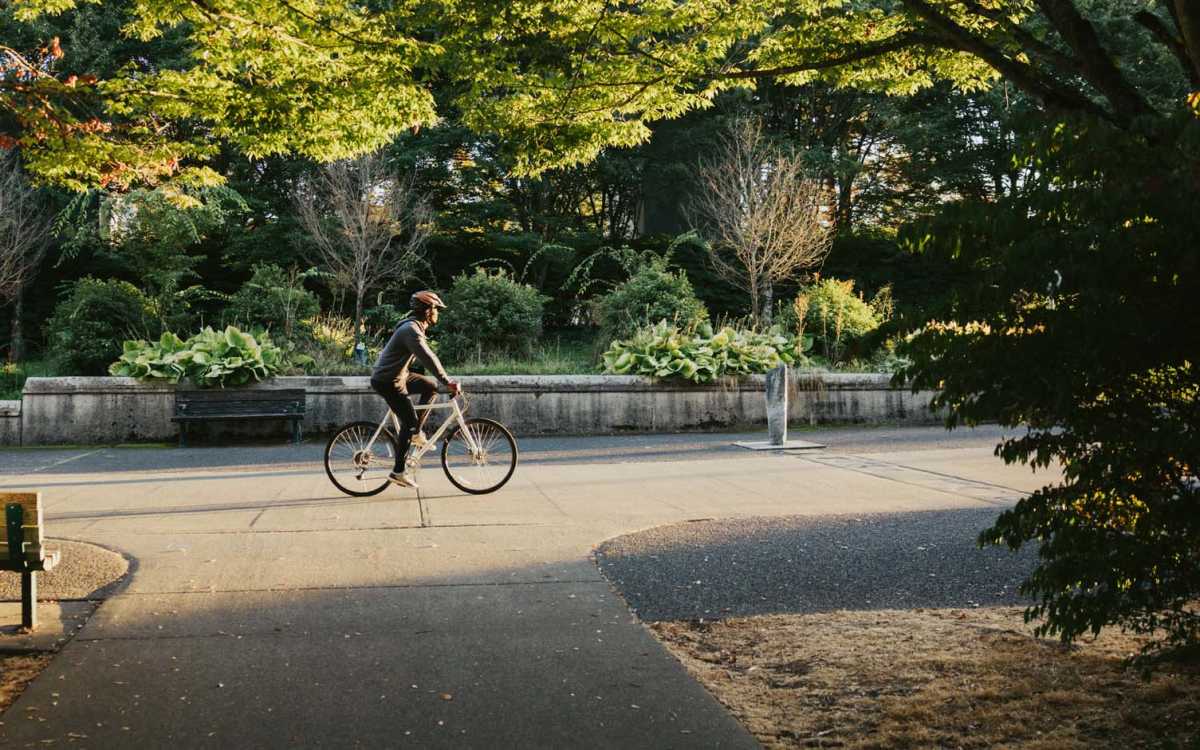 Biking in a park near Yauger Park Villas in Olympia, Washington